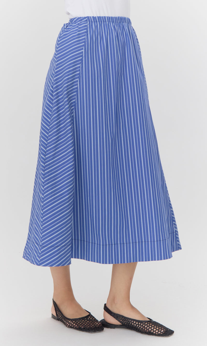 Kendall Play Stripe Midi A-Line Skirt