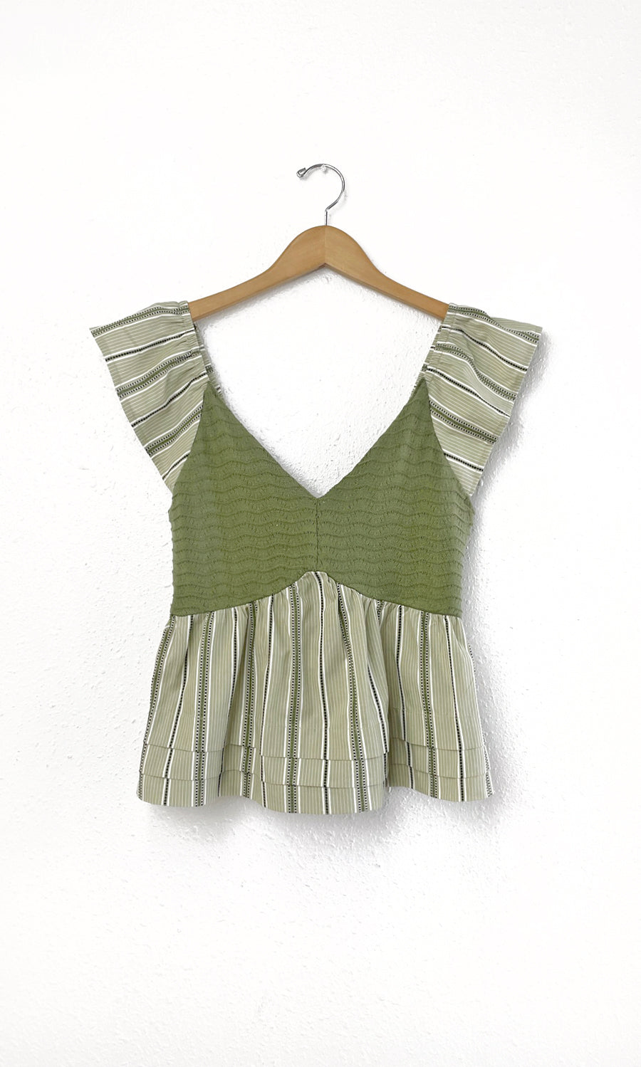 Gillian Mixed Media Stripe Open Tie Back Top