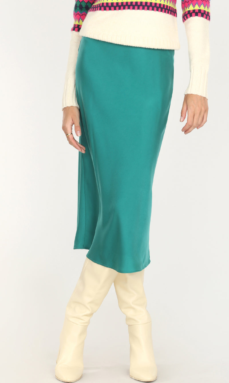 Athena Sateen Bias Cut Midi Skirt G2210S9266