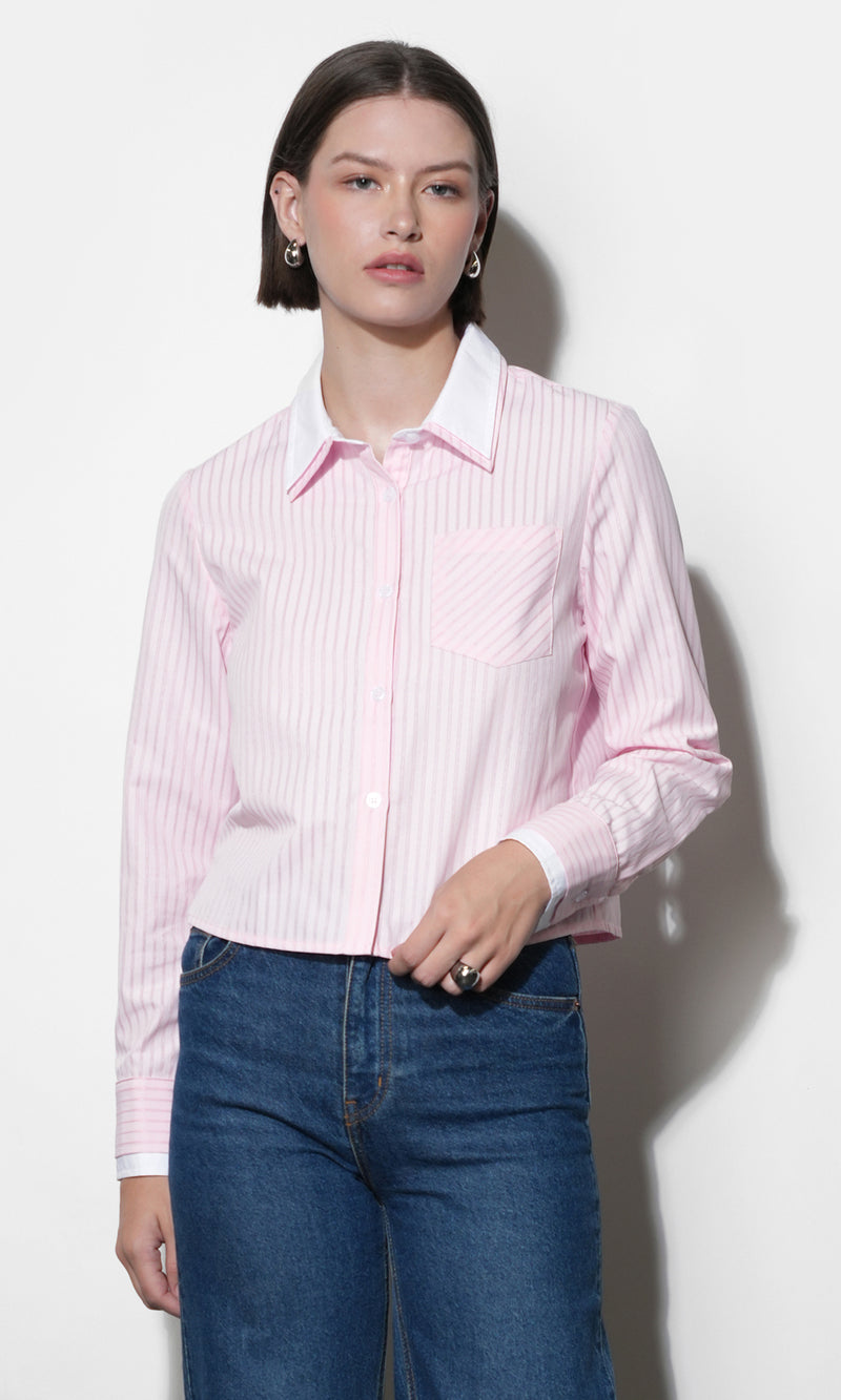 Daphne Contrast Collar Button Down Shirt
