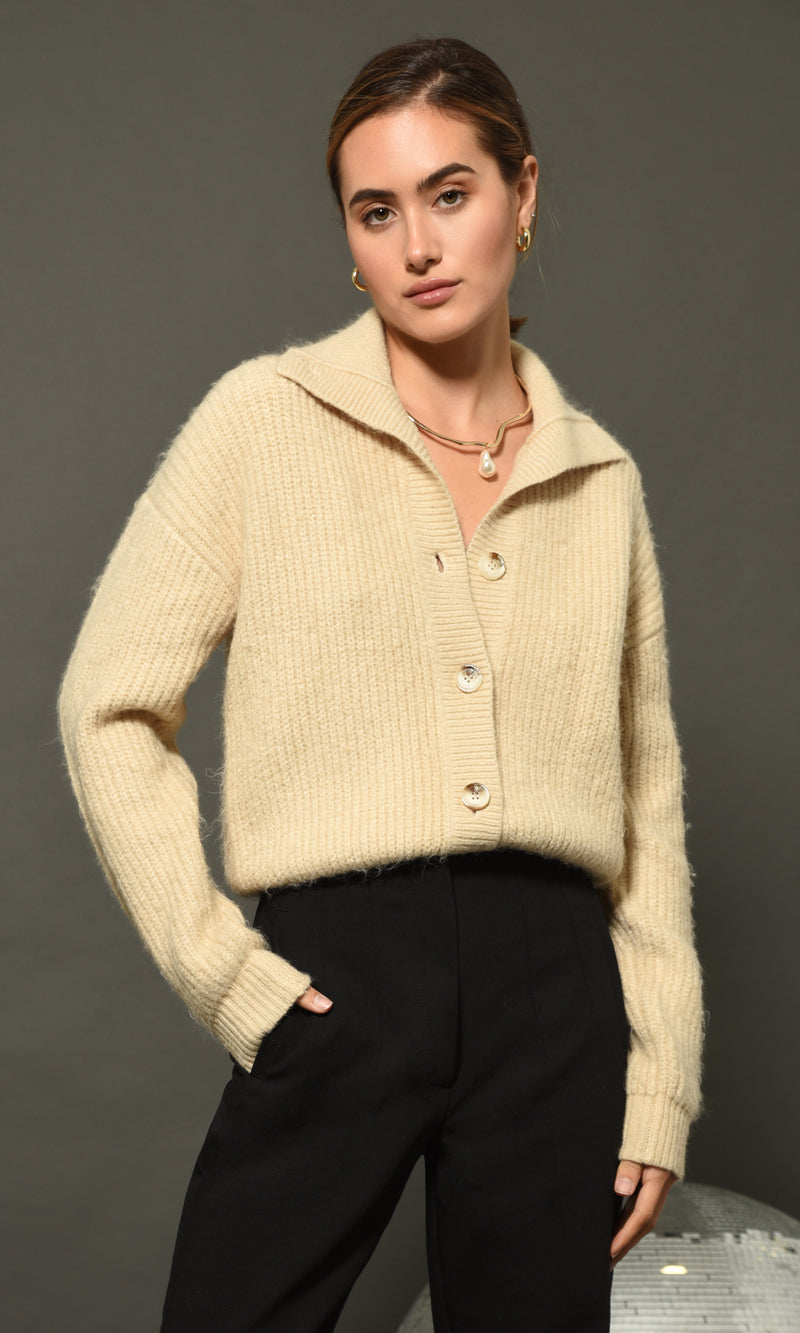 Pauline Button Front Crop Sweater