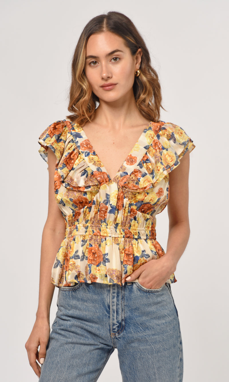 Cladela Ruffled Peplum Top