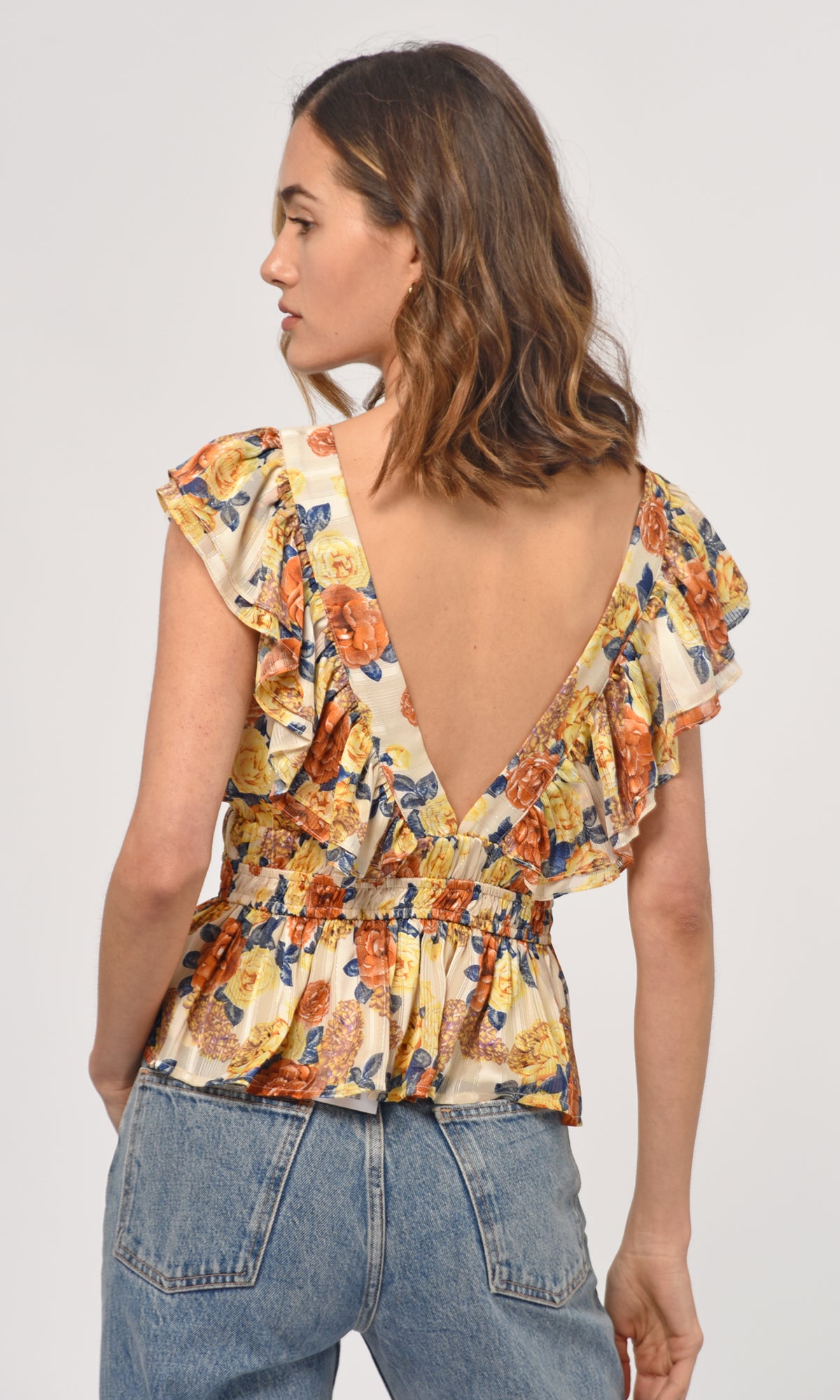 Cladela Ruffled Peplum Top