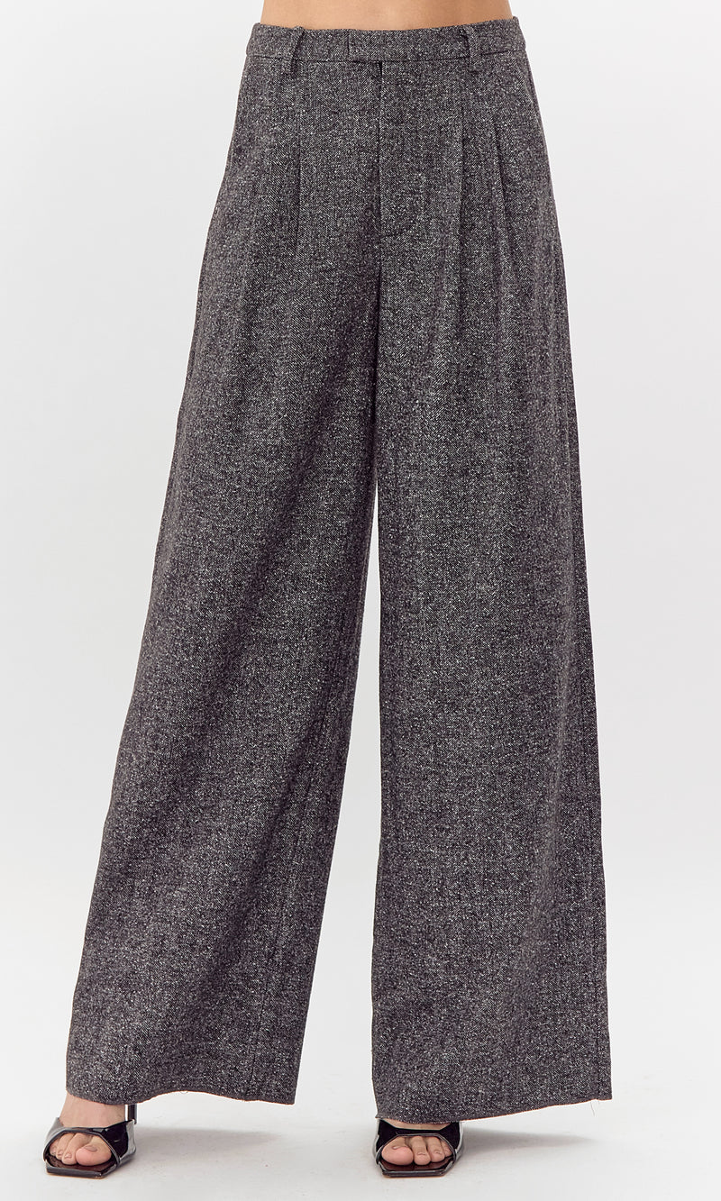 Herringbone Wide Leg Trouser