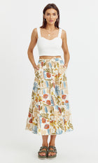 Grant Embroidered Midi Skirt