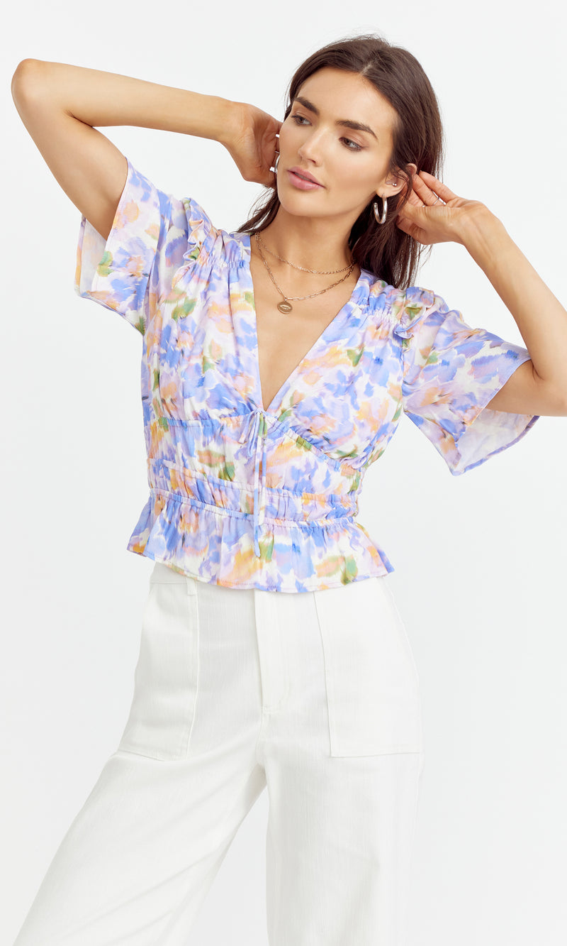 Onisse Floral Ruched Blouse