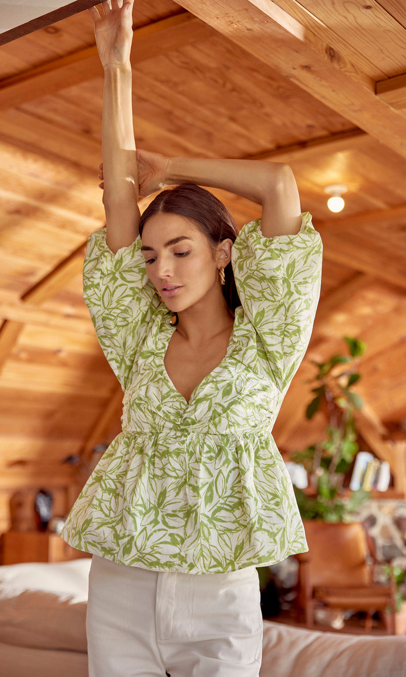 Anita Puff Sleeve Tie Back Top