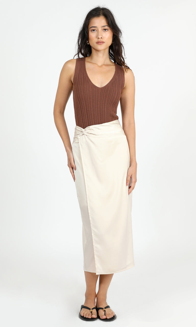 Brenda Pareo Satin Midi Skirt