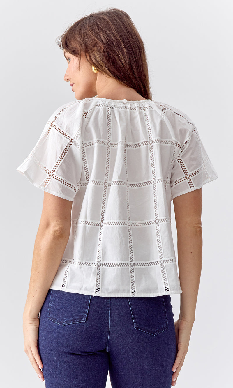 Chantal Cotton Grid Blouse