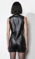 Micah Faux Leather Longline Vest