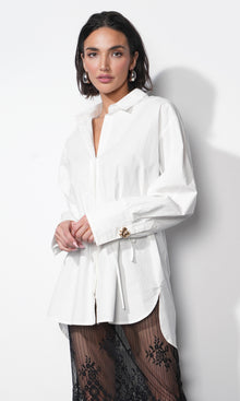 Charlotte Longline Oversized Button Up Shirt w/ Removable Tie