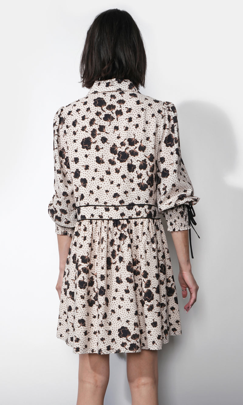 Elsa Button Down Mini Dress w/ Piping