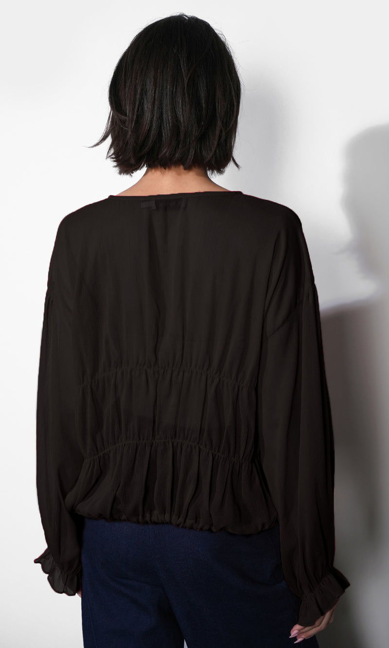 Lainey Flowy Button Front Black Blouse