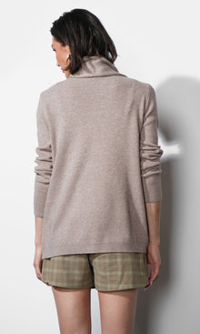 Acacia Scarf Neck Asymmetric Button Up Sweater