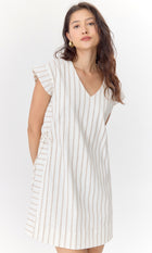 Joanna Textured Stripe Side Tie Mini Dress