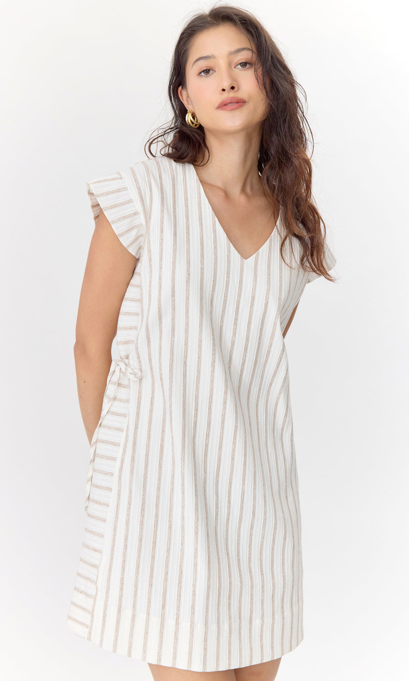 Joanna Textured Stripe Side Tie Mini Dress