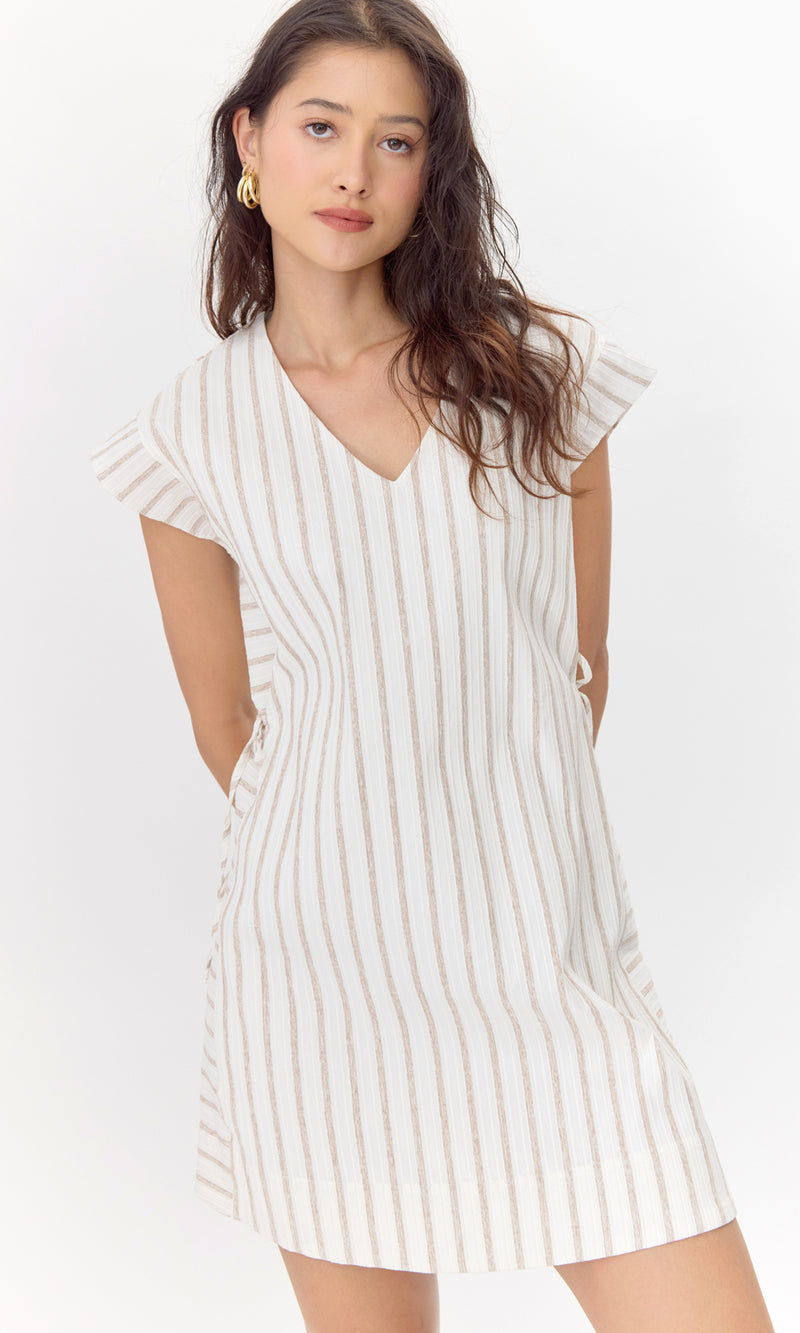 Joanna Textured Stripe Side Tie Mini Dress