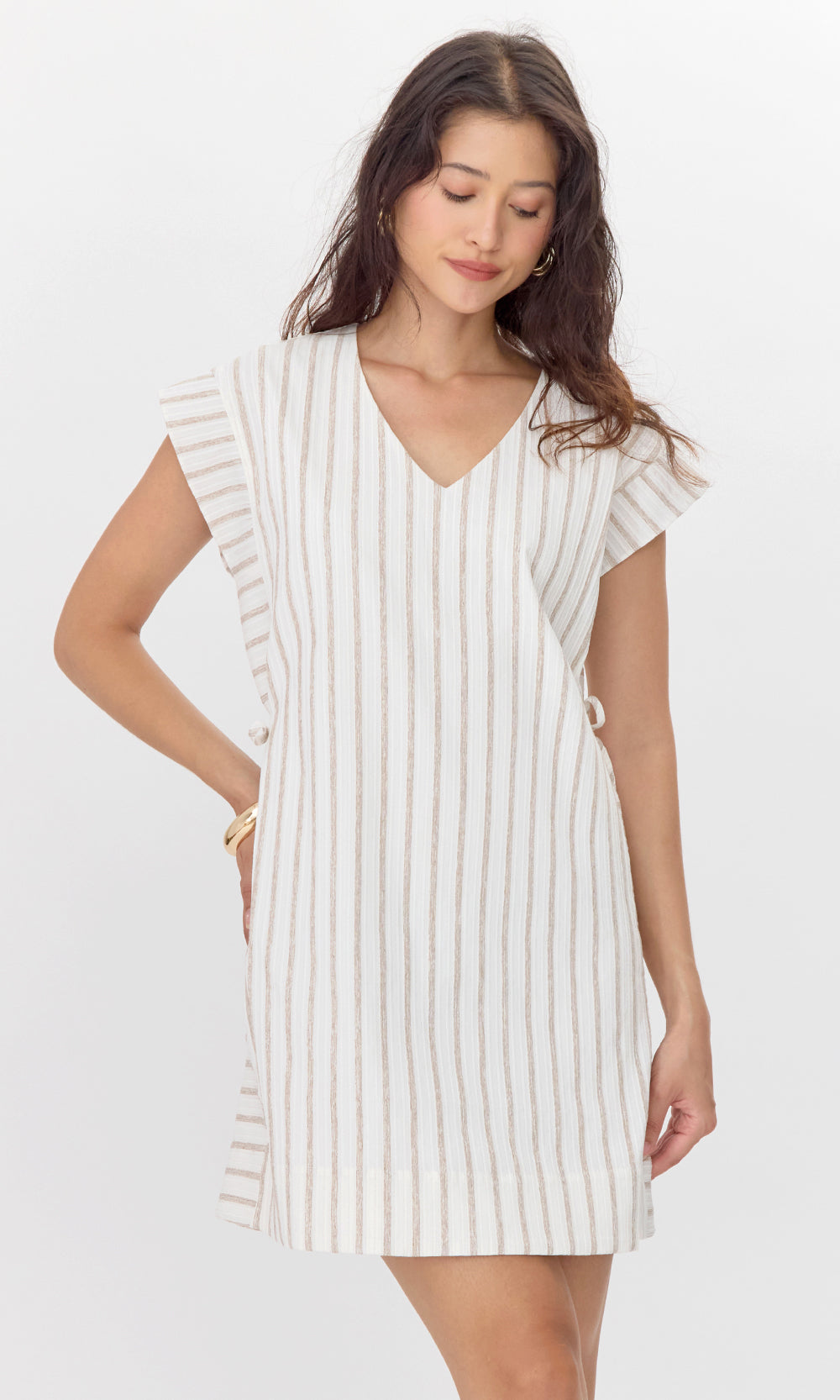 Joanna Textured Stripe Side Tie Mini Dress