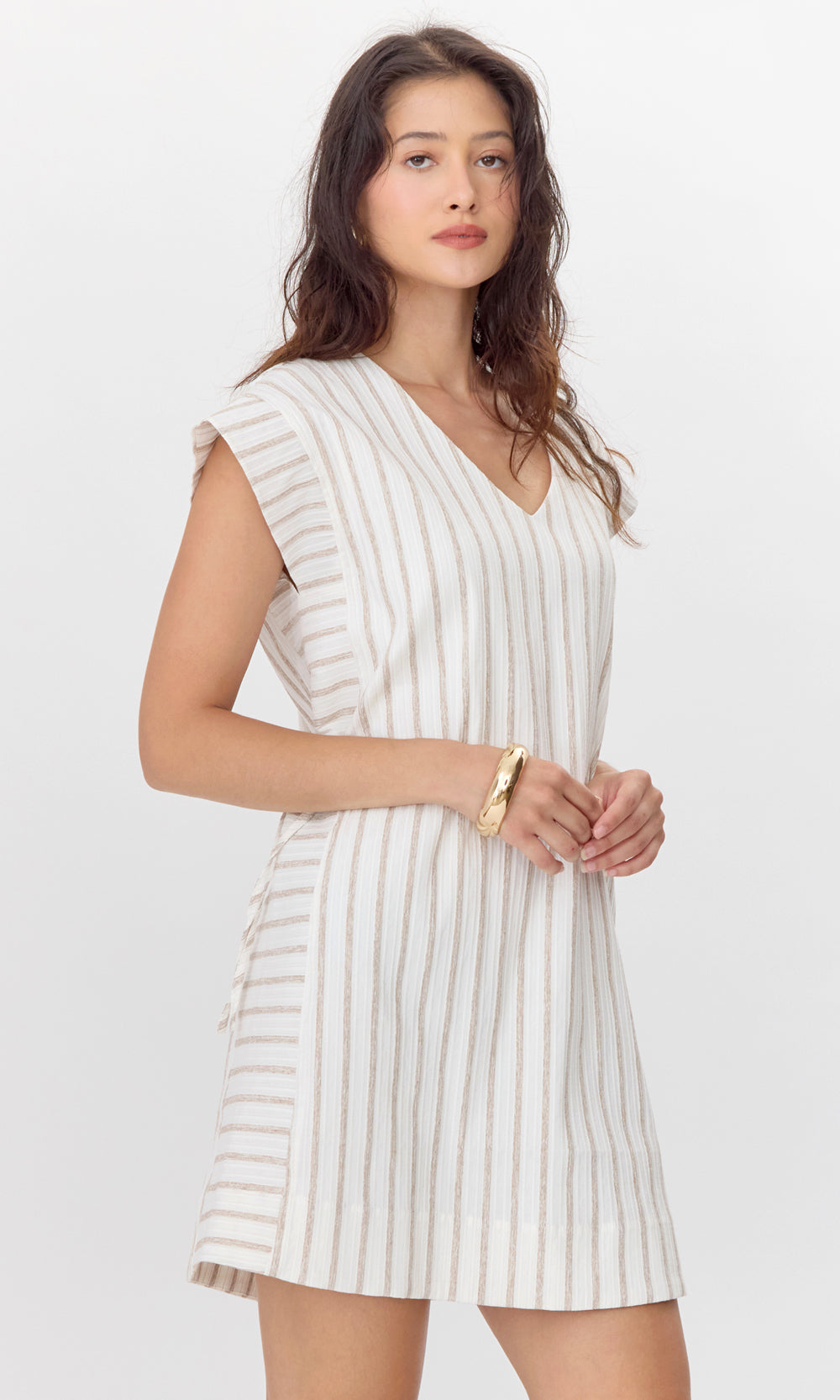 Joanna Textured Stripe Side Tie Mini Dress