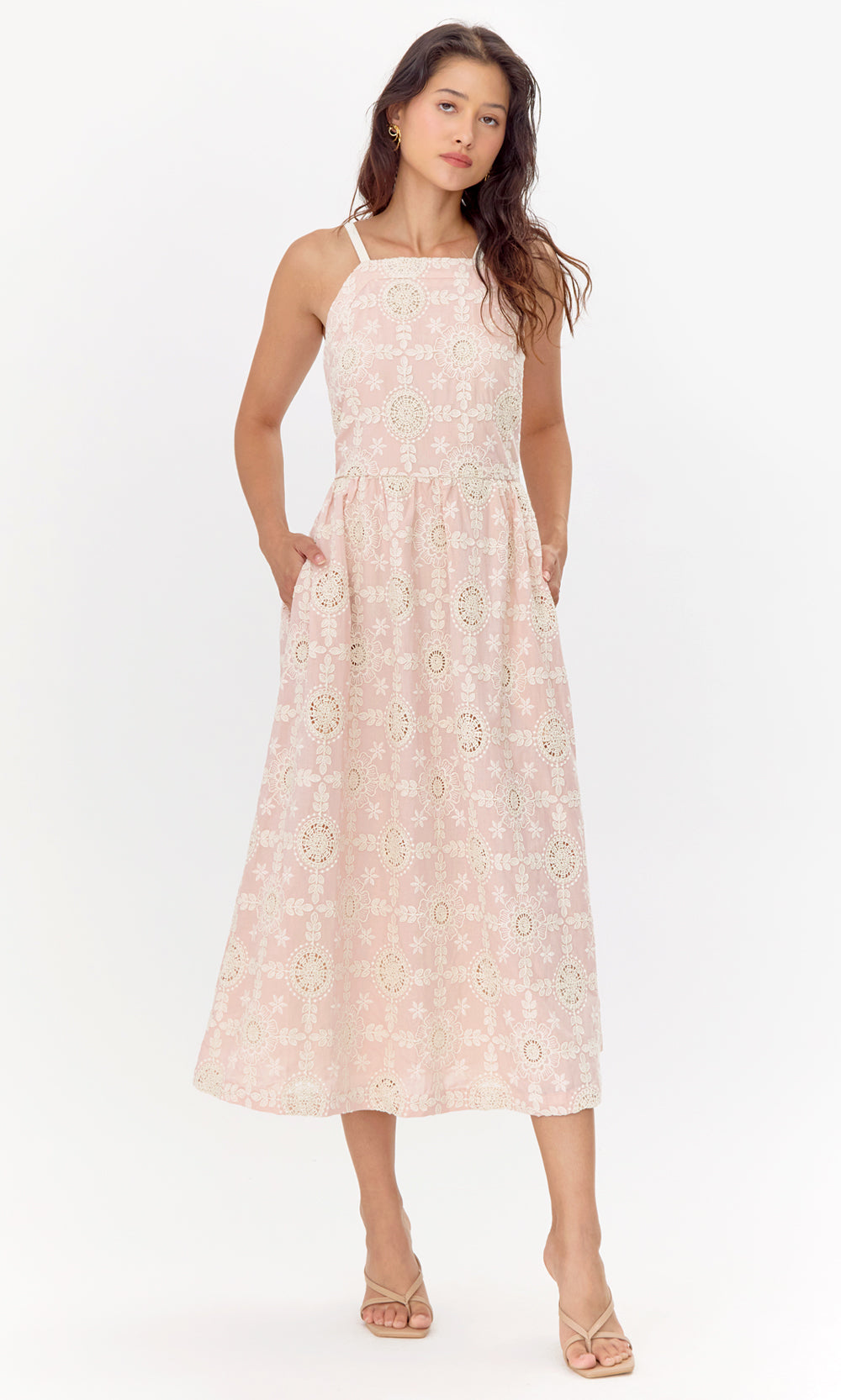 Audrey Cotton Eyelet Midi Dress