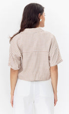 Maria Cropped Twist Front Stripe Shirt