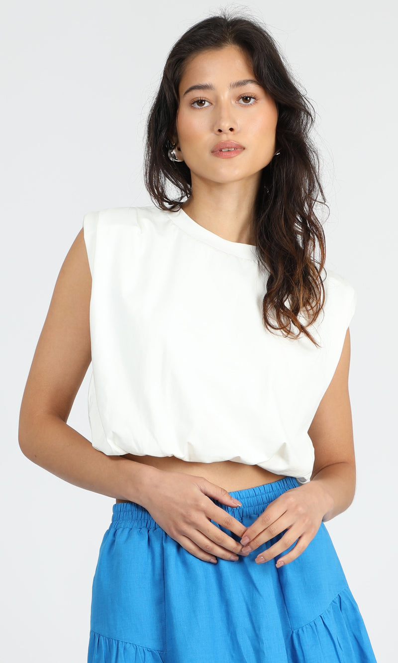 Alisa Padded Shoulder Jersey Bubble Top