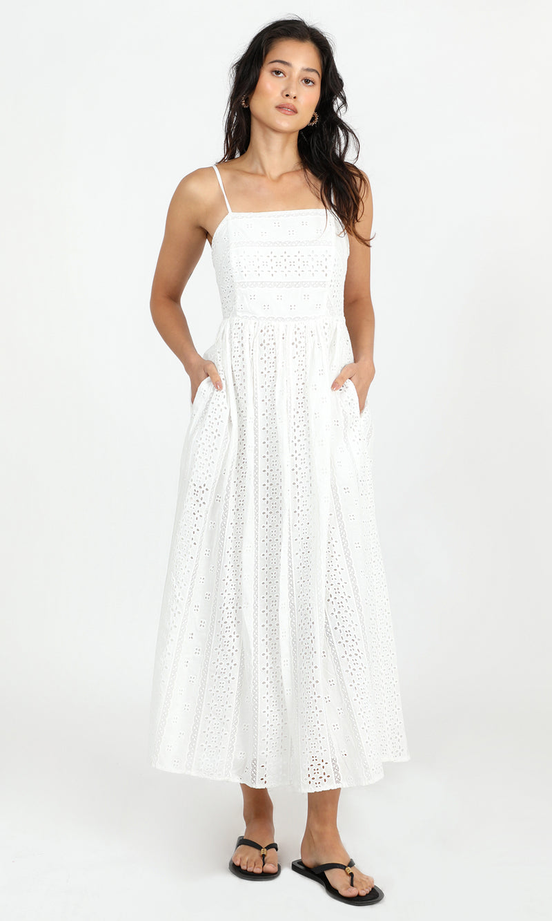 Portia Cotton Eyelet Midi Dress