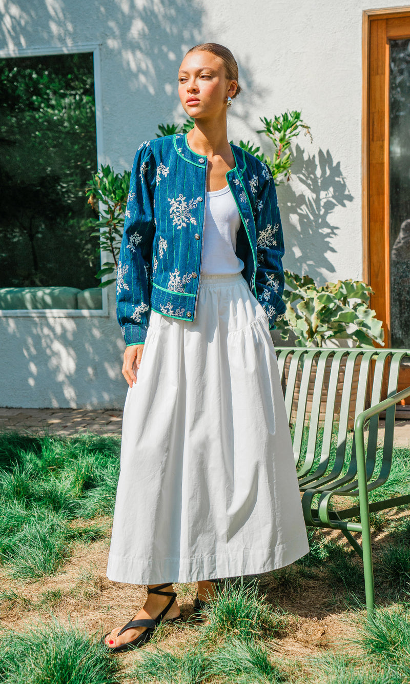 Ana Poplin A Line Midi Skirt