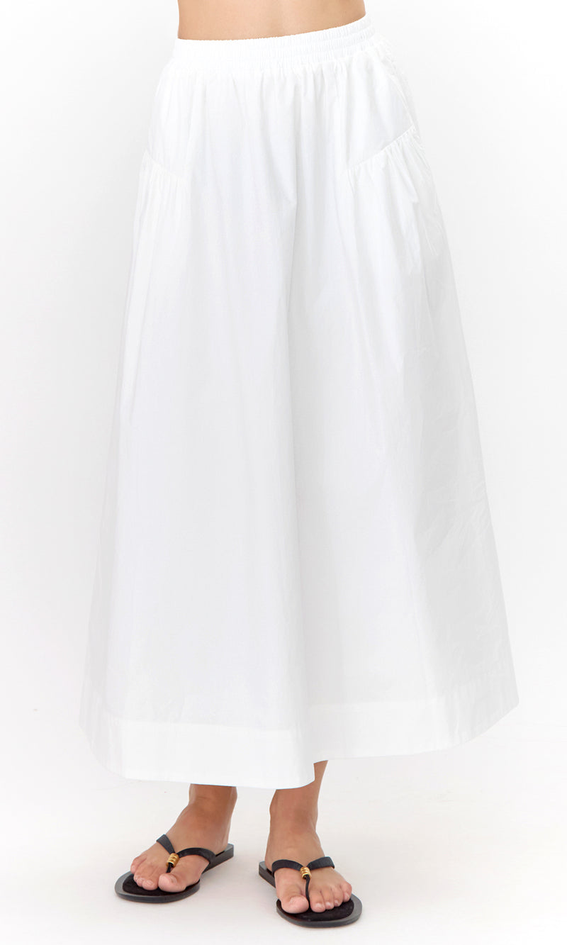 Ana Poplin A Line Midi Skirt