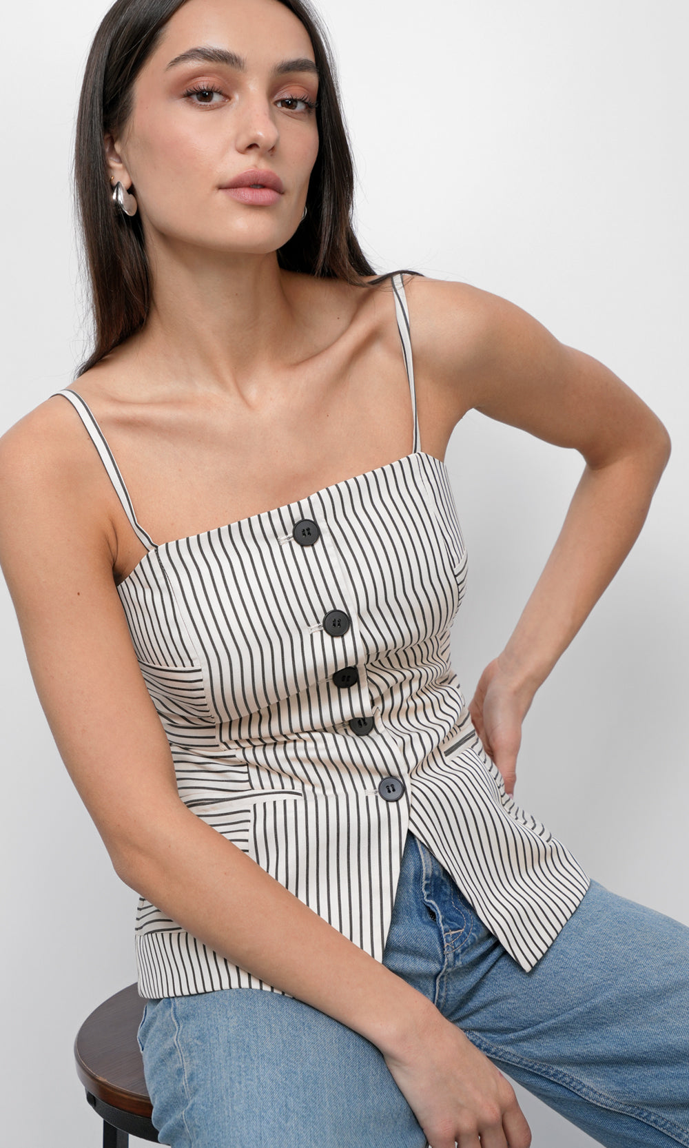 Sandi Button Front Top