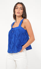 Trina Embroidered Double Tie Front Top