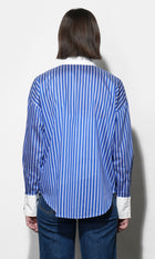 Geneviv Oversized Bold Stripe Shirt w/ Contrast Cuff