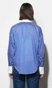 Geneviv Oversized Bold Stripe Shirt w/ Contrast Cuff