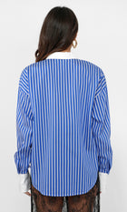 Geneviv Oversized Bold Stripe Shirt w/ Contrast Cuff