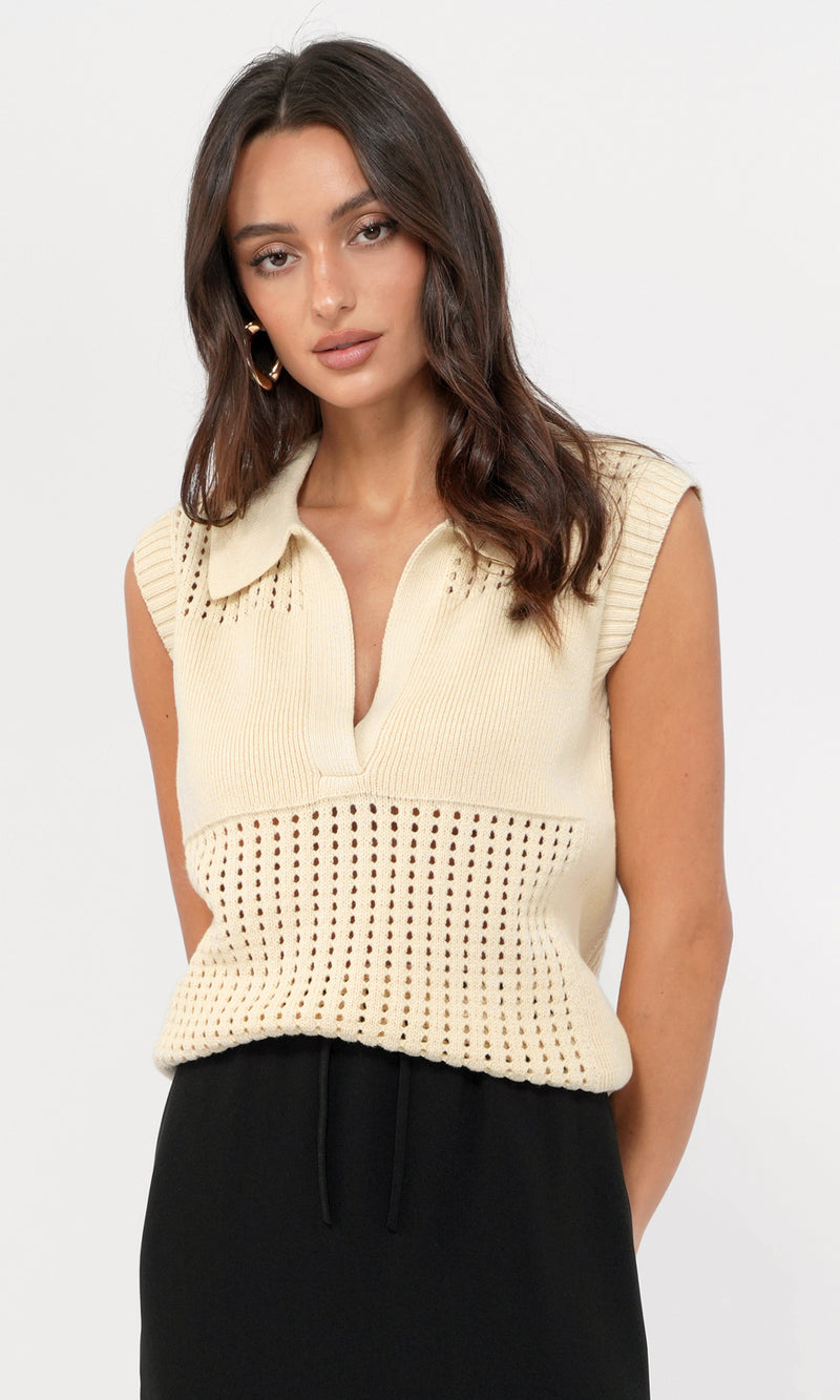 Gordon Open Knit Paneled Sweater Top