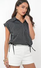 Mallory Cropped Button Down w/ Side Drawstring