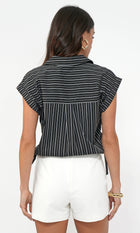 Mallory Cropped Button Down w/ Side Drawstring