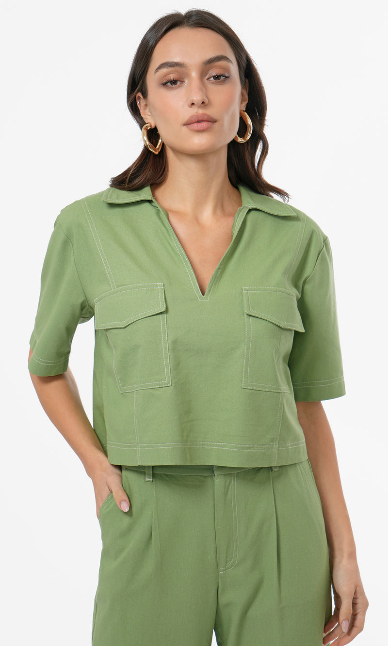 Cecilia Boxy Cropped Utility Shirt