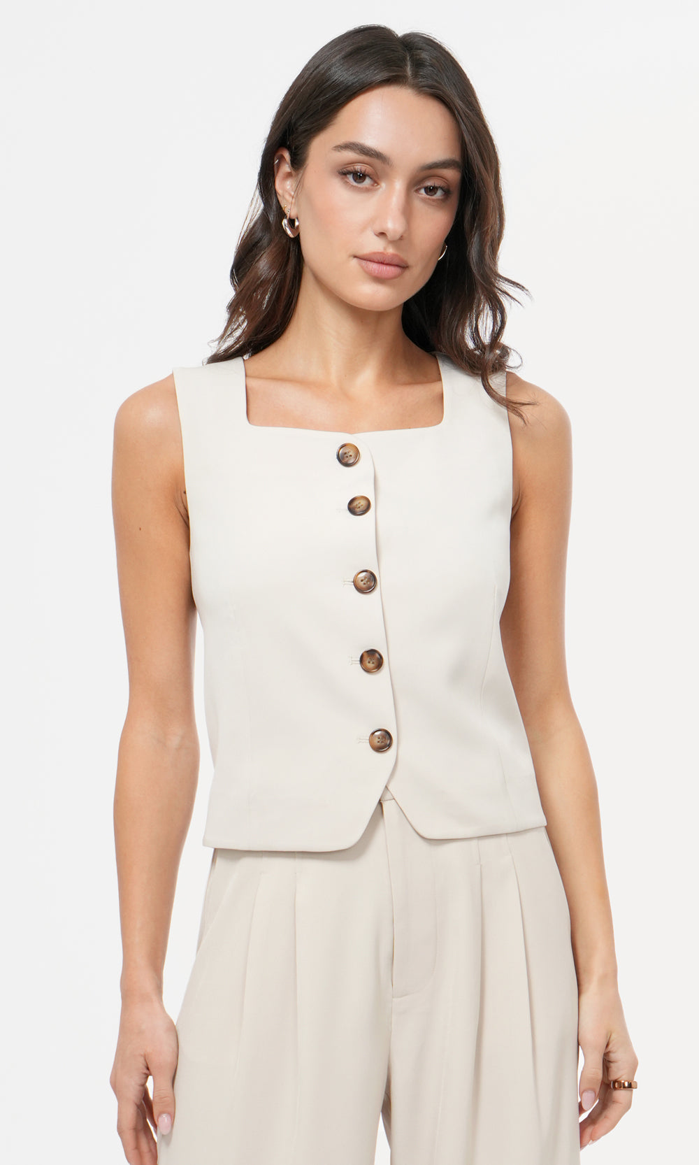 Julia Button Front Vest Top