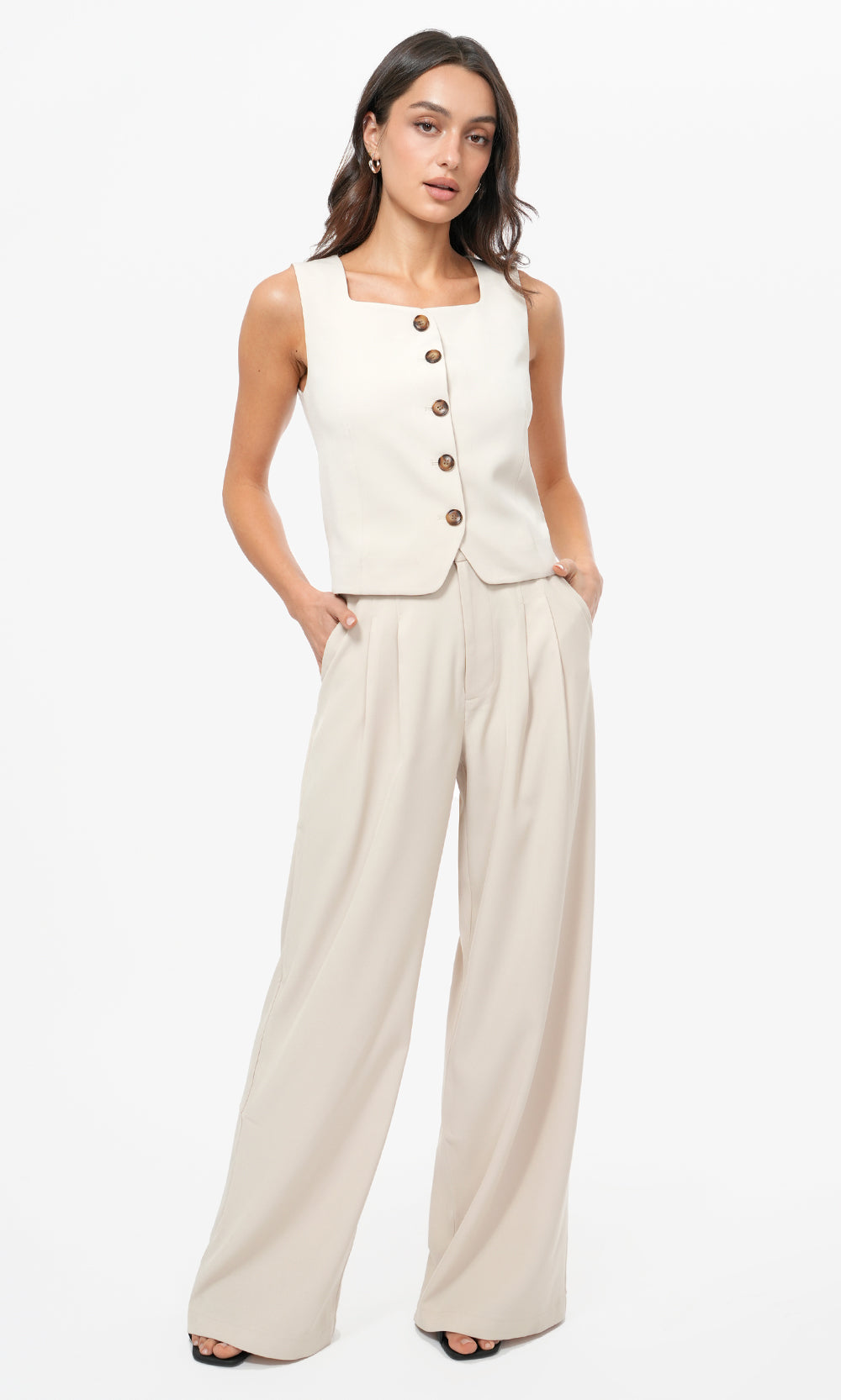 Julia Button Front Vest Top