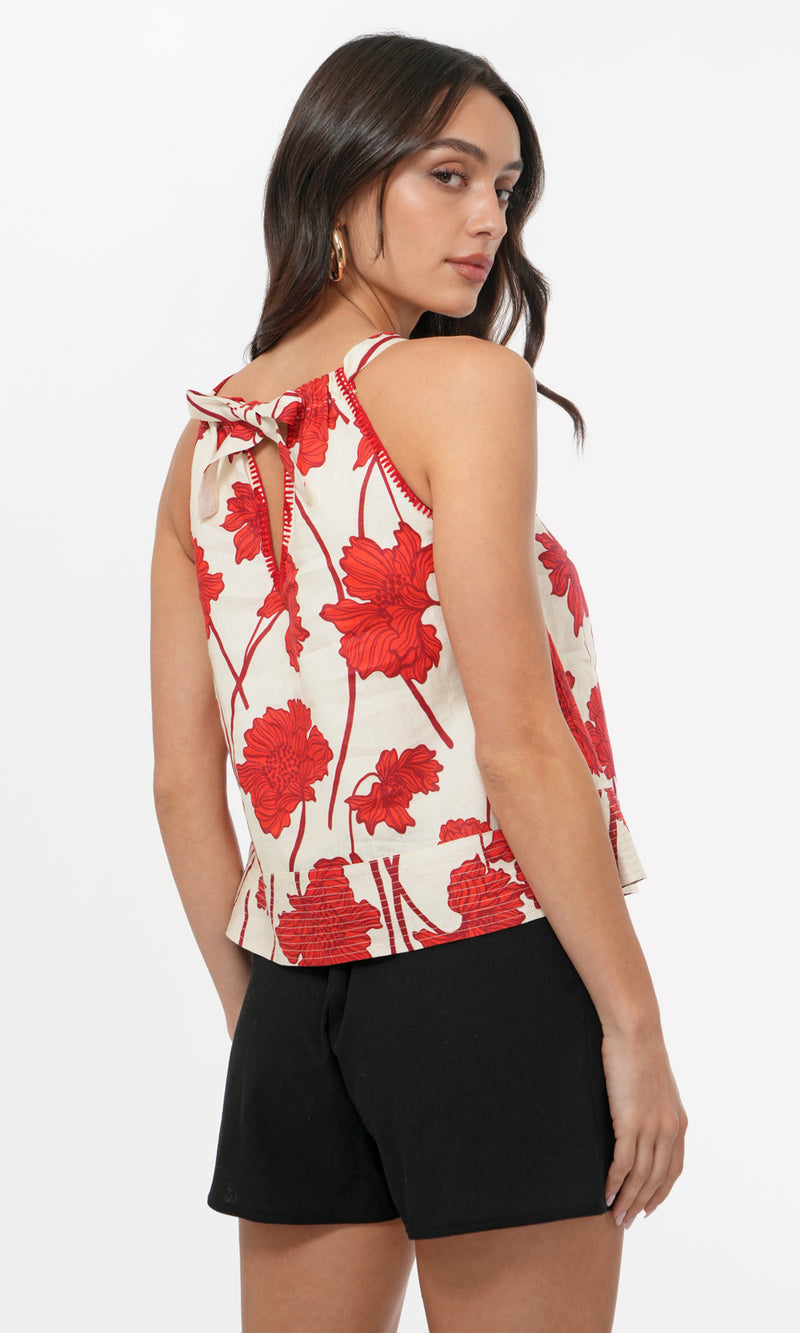 Noelle Floral Linen Halter Top