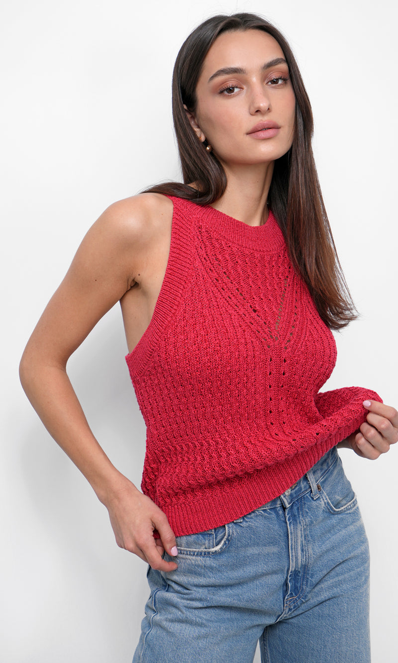 Jhayna Knit Crochet Halter Top
