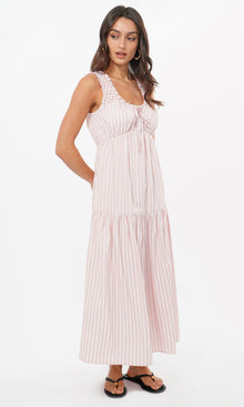 Holly Stripe Frill Midi Dress