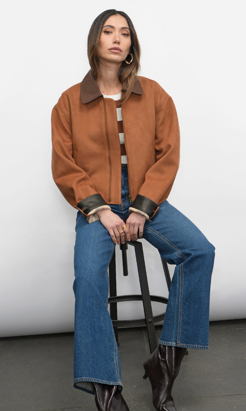 Theo Suede Zip Up Chore Jacket