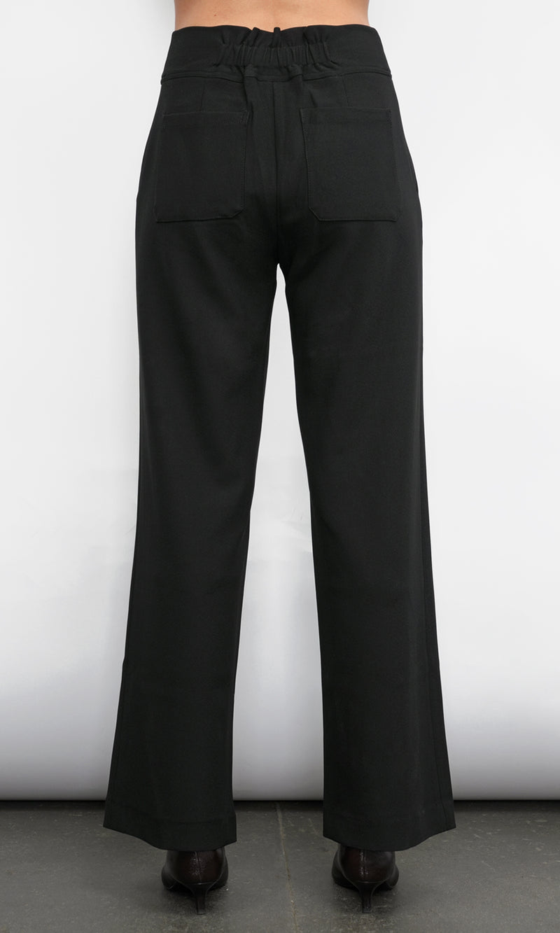 Silvie Wide Leg Knit Black Trousers