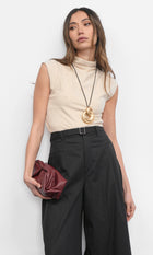 Paloma Funnel Neck Knit Sand Top