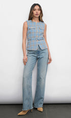 Sloane Belted Plaid Vest