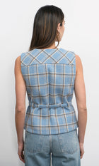 Sloane Belted Plaid Vest