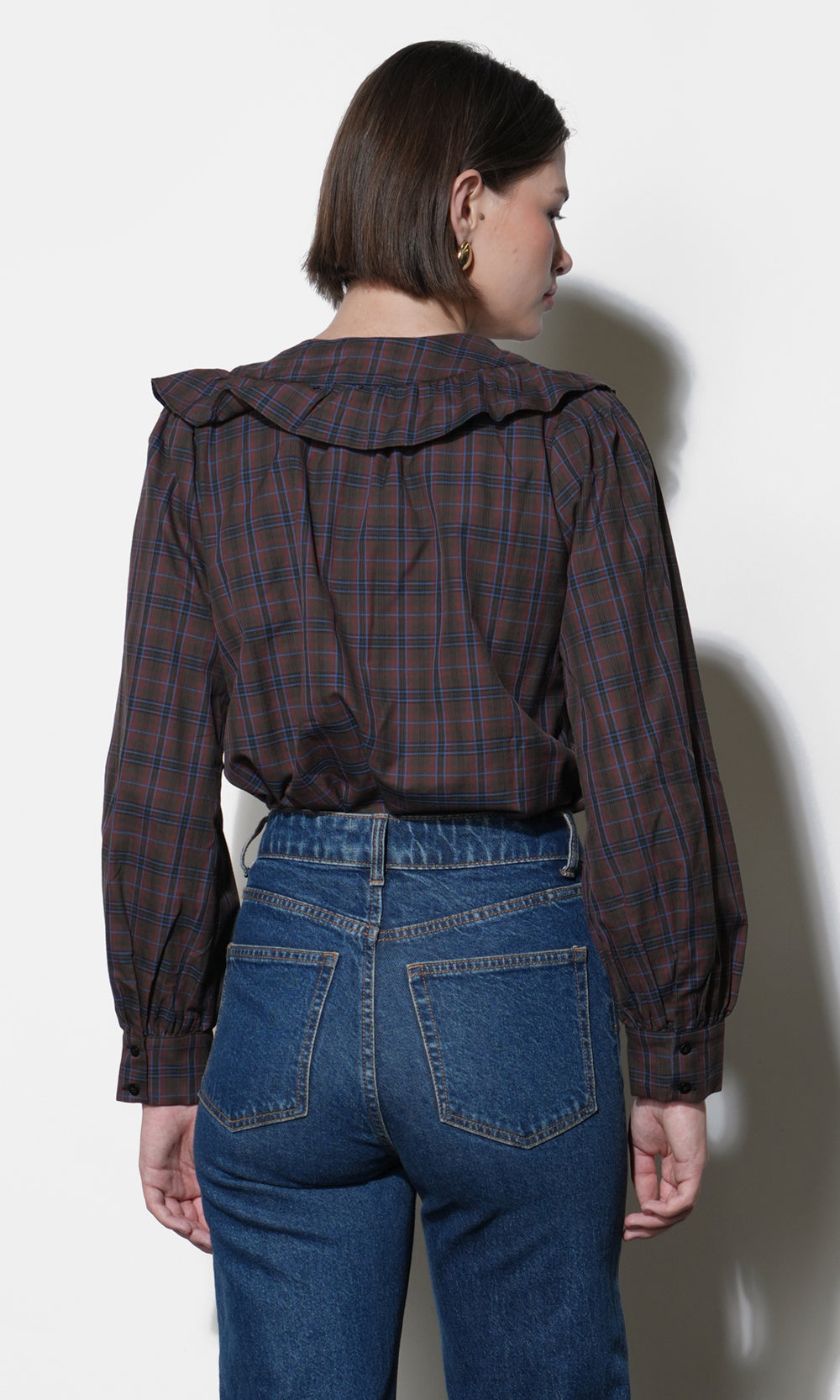 Krista Peter Pan Collar Plaid Blouse