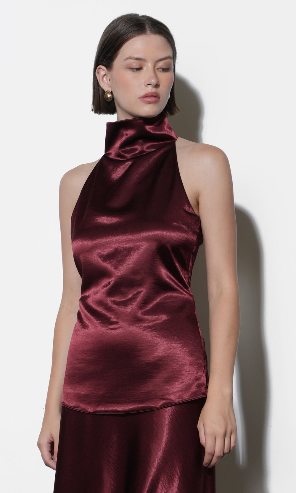 Addison Cowl Funnel Neck Halter Top